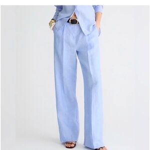 J. Crew Wide-Leg Essential Linen Pant 4 Petite French Blue